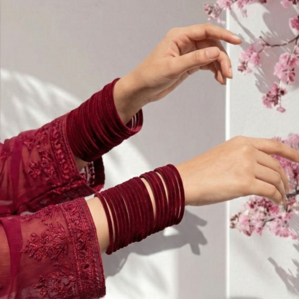 SHEESH MEHAL VELVET BANGLE SET